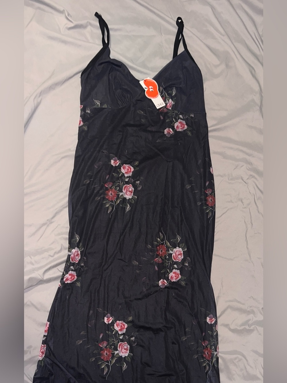 Cider Black Maxi Skirt with Pink & Red Floral Print
